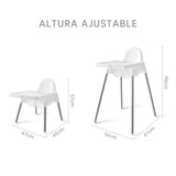 SILLA ALTA DE BEBÉ / ALTURA AJUSTABLE / BLANCA