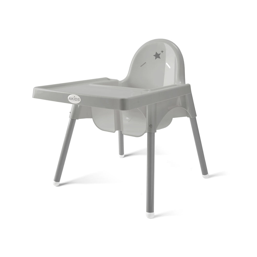 SILLA ALTA DE BEBÉ / ALTURA AJUSTABLE / GRIS